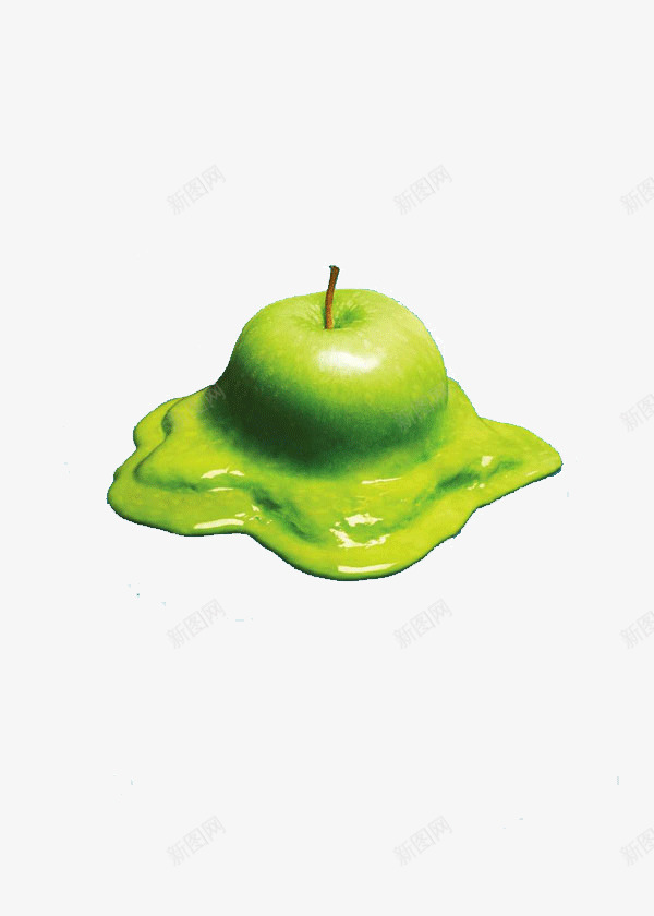 创意平面水果png免抠素材_新图网 https://ixintu.com 创意 创新 平面 绿色 苹果 融化 设计