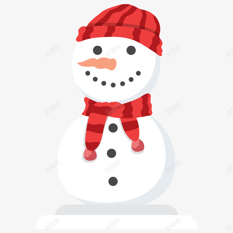 戴红色帽子的雪人png免抠素材_新图网 https://ixintu.com 冬季 卡通 可爱的 围巾 堆雪人 帽子 雪人
