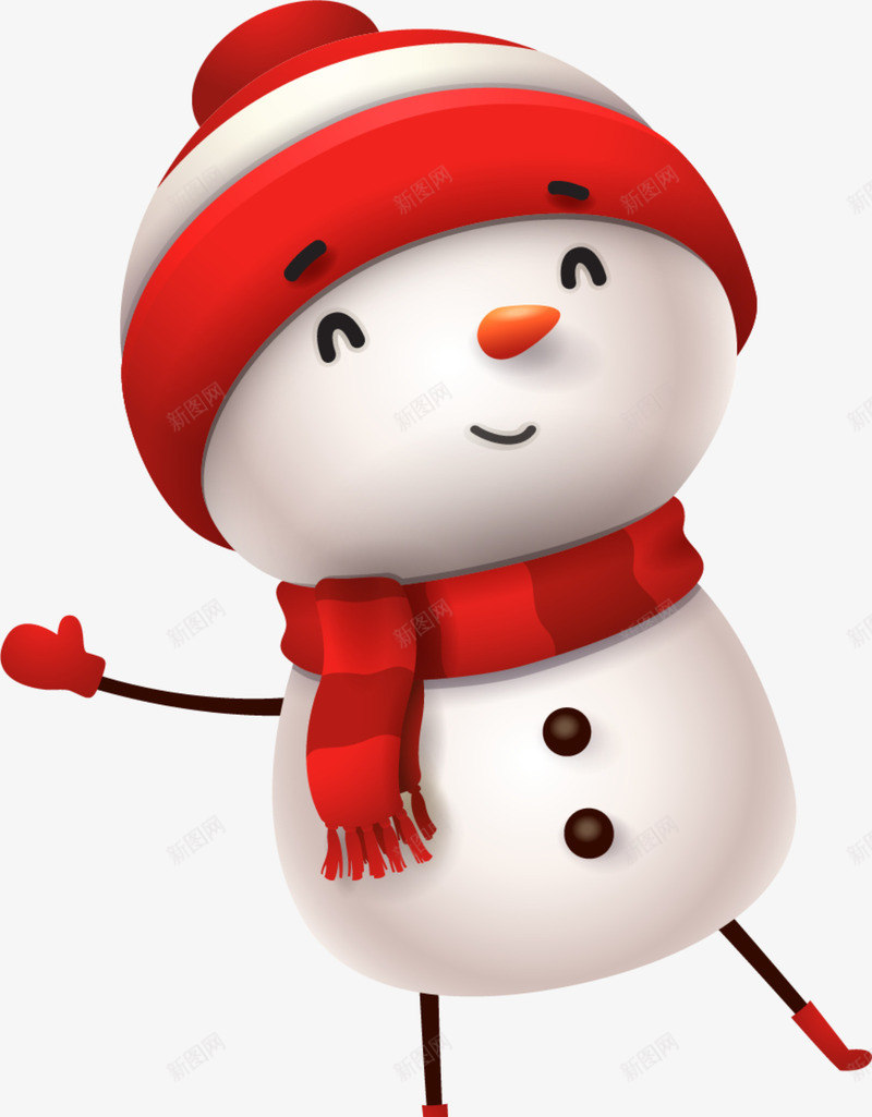 冬季白色可爱雪人png免抠素材_新图网 https://ixintu.com 冬天 冬季雪人 可爱雪人 白色雪人 笑脸 红色围巾