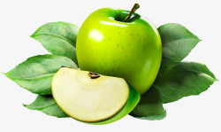切开的绿色新鲜苹果素材