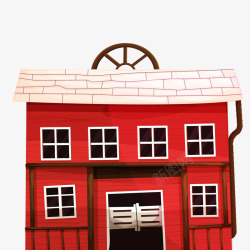 红色的手绘房子矢量图素材