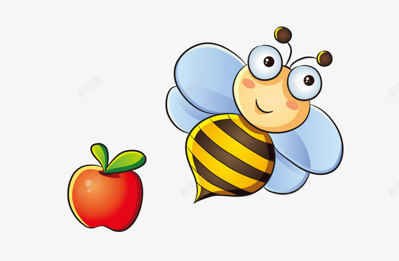 蜜蜂苹果矢量图eps免抠素材_新图网 https://ixintu.com 水果 矢量素材 苹果 蜜蜂 矢量图