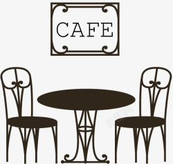 咖啡店椅子创意黑色咖啡馆桌椅高清图片