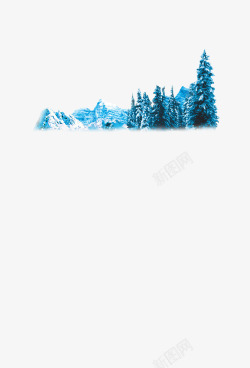 冬季梦幻雪山树素材