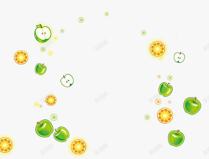 创意会跳舞的水果psd免抠素材_新图网 https://ixintu.com 创意会跳舞的水果 橙汁片 青苹果