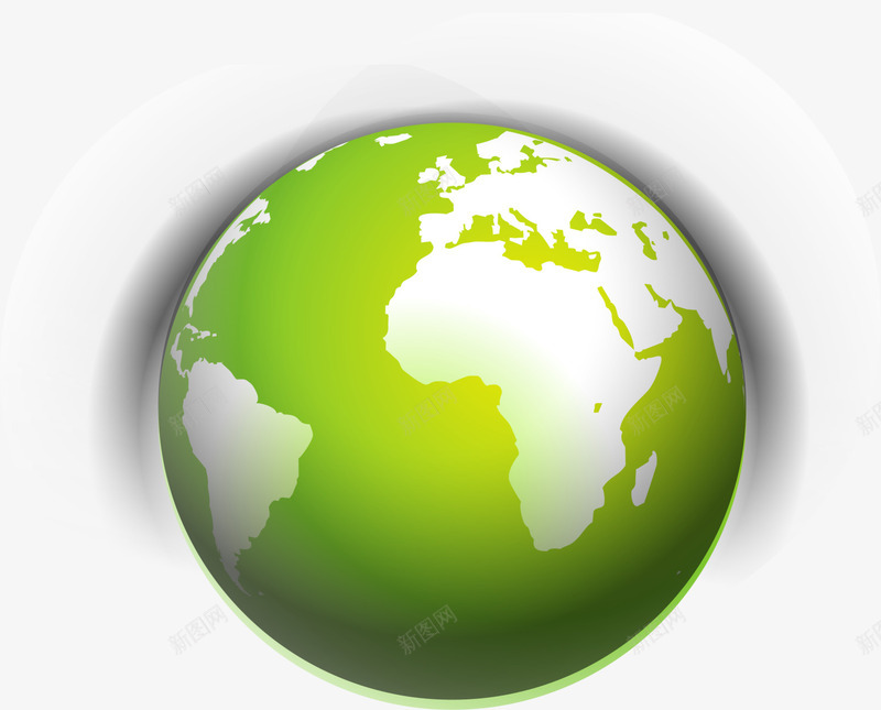 创意绿色地球png免抠素材_新图网 https://ixintu.com 创意地球 唯美地球 白色大洲 绿色光晕 绿色地球 阴影