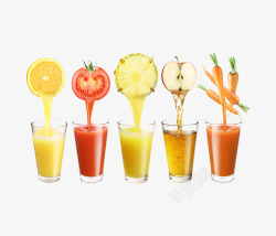 多种水果的水果汁素材