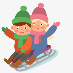 两个男孩滑雪橇素材