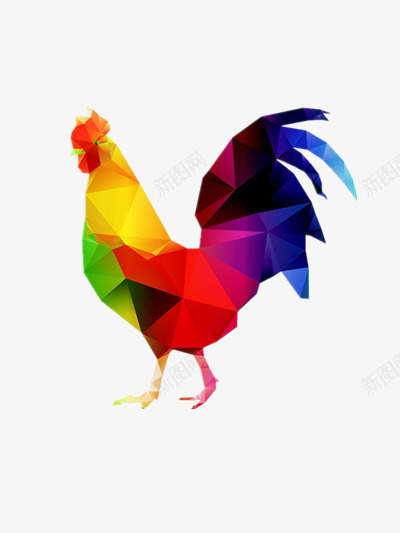 彩色几何色块公鸡png免抠素材_新图网 https://ixintu.com 公鸡 几何 彩色 色块