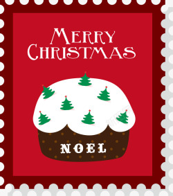冬季邮票红色圣诞节邮票矢量图高清图片