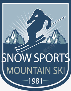 滑雪的人俱乐部标签素材