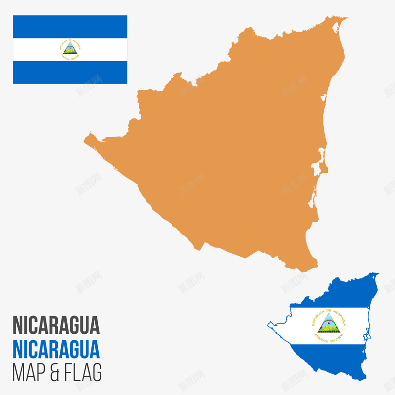 尼加拉瓜地图png免抠素材_新图网 https://ixintu.com 国家 实用 尼加拉瓜 拉丁美洲 清晰 矢量地图 色块