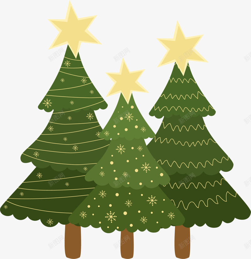 圣诞节绿色圣诞树png免抠素材_新图网 https://ixintu.com 冬天圣诞树 冬季圣诞树 圣诞节 白色雪子 绿色圣诞树 黄色星星