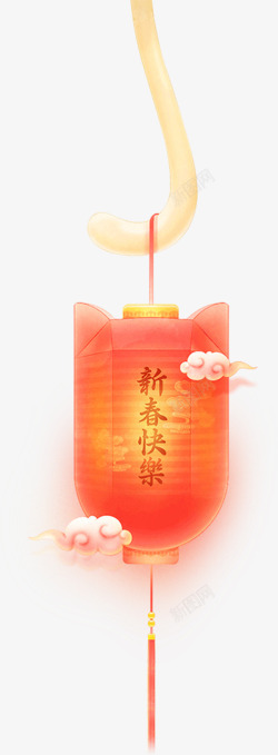 春节新春快乐红色灯笼素材