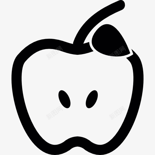 苹果切了一半可见种子图标png_新图网 https://ixintu.com 健康食品 有机 果 水果 素食 食品 饮食