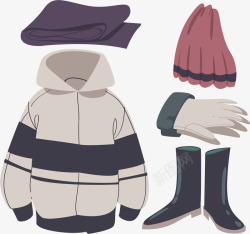 女式外套穿搭手绘风男式冬季穿搭矢量图高清图片