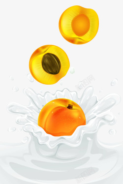 锽锋簠桃子牛奶喷溅高清图片