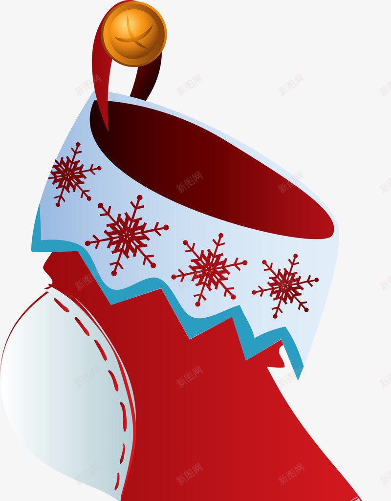 圣诞节红色圣诞袜png免抠素材_新图网 https://ixintu.com 冬天袜子 冬季袜子 圣诞节袜子 红色圣诞袜 红色雪花 雪花装饰