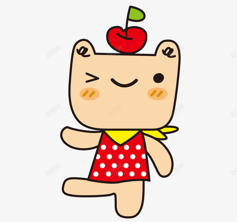 头上顶着苹果的猫咪图标png_新图网 https://ixintu.com 创意卡通图标 创意卡通图案 卡通动物 卡通图标 卡通图案 卡通猫咪 红色 黄色