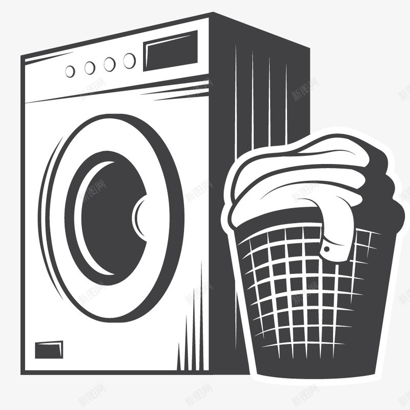 清洗洗衣机矢量图eps免抠素材_新图网 https://ixintu.com 家电 机器 洗衣服 电器 矢量图