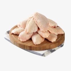 生鸡翅肉菜板上的鸡翅膀高清图片