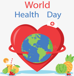 红色地球背景红色爱心世界卫生日矢量图高清图片