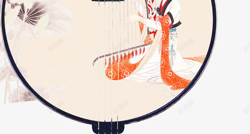 中国风琵琶壁画png免抠素材_新图网 https://ixintu.com 中国风 壁画 女性 琵琶 装饰