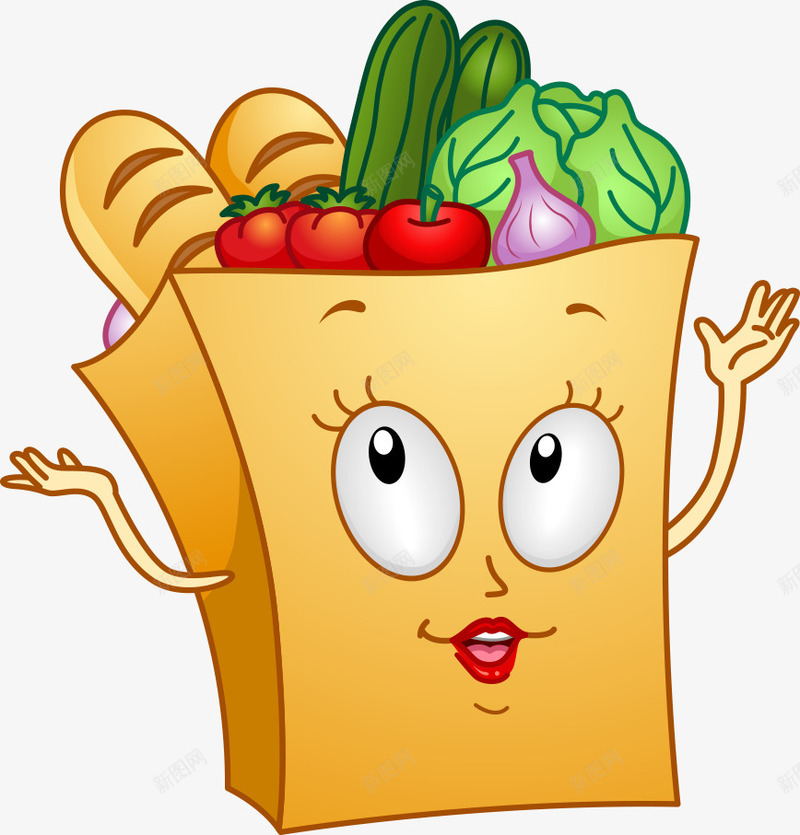 袋子里的蔬菜矢量图eps免抠素材_新图网 https://ixintu.com 创意蔬菜 卡通蔬菜 矢量蔬菜 蔬菜 袋子 矢量图