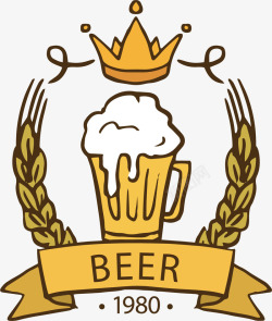 小麦王啤酒徽章矢量图素材