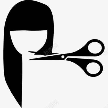 女性的头发用剪刀剪图标图标