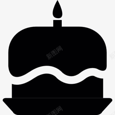 两层的生日蛋糕和蜡烛图标图标