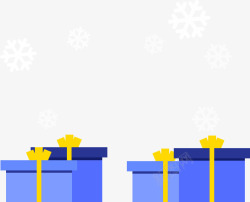 蓝色礼品盒雪花装饰背景素材