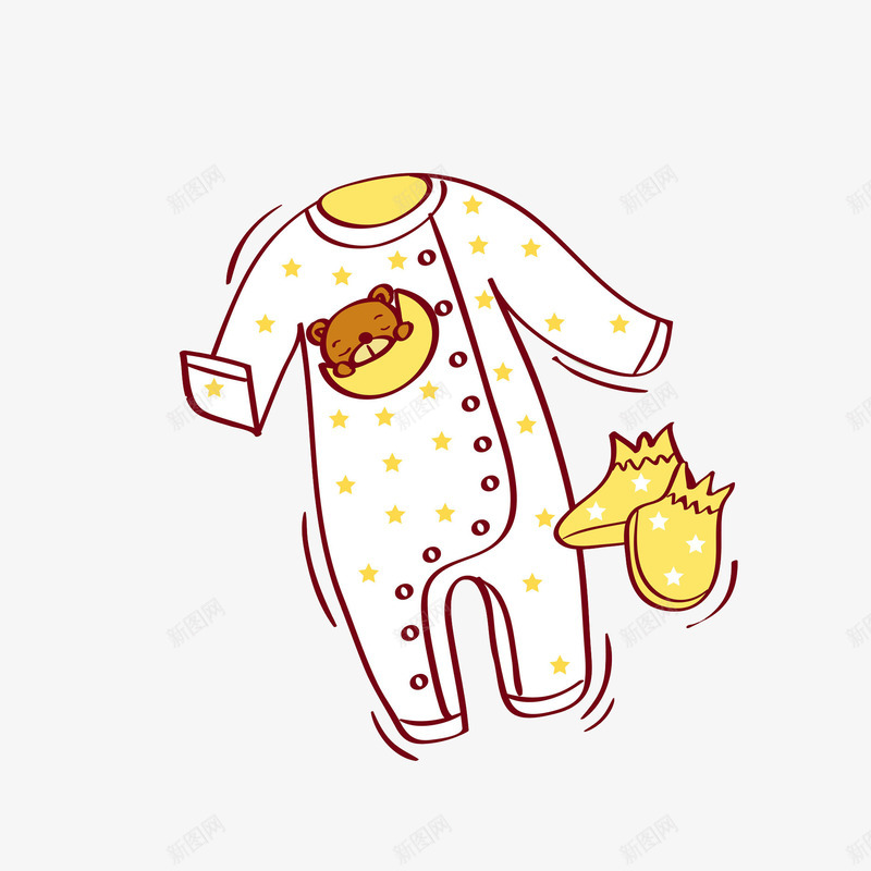 卡通黄色衣服图png免抠素材_新图网 https://ixintu.com 卡通 可爱的 婴儿服装 手绘 插图 漫画衣服 简笔画衣服 衣服 黄色