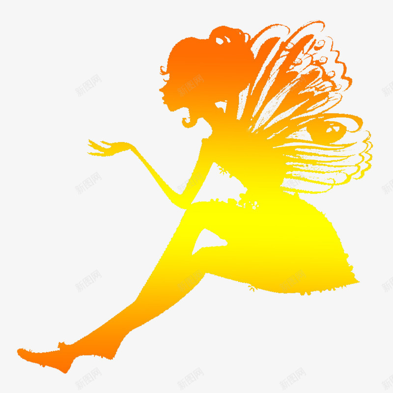飞翔的天使png免抠素材_新图网 https://ixintu.com 天使 橙黄色 素材 翅膀 艺术