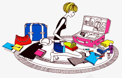 整理行李女生在整理行李高清图片