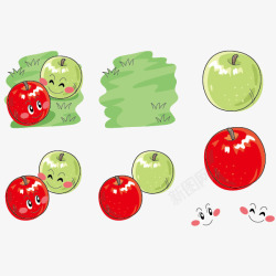 青苹果和红苹果卡通素材
