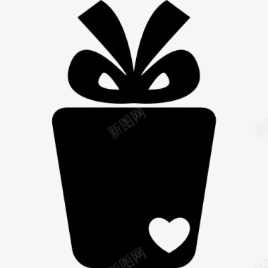盆植物礼品丝带和心脏图标图标