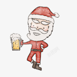 啤酒圣诞老爷爷素材