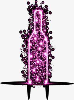 酒吧牌子紫色闪耀酒瓶高清图片
