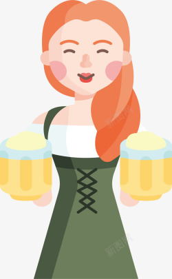 德国女孩端着啤酒的女孩高清图片