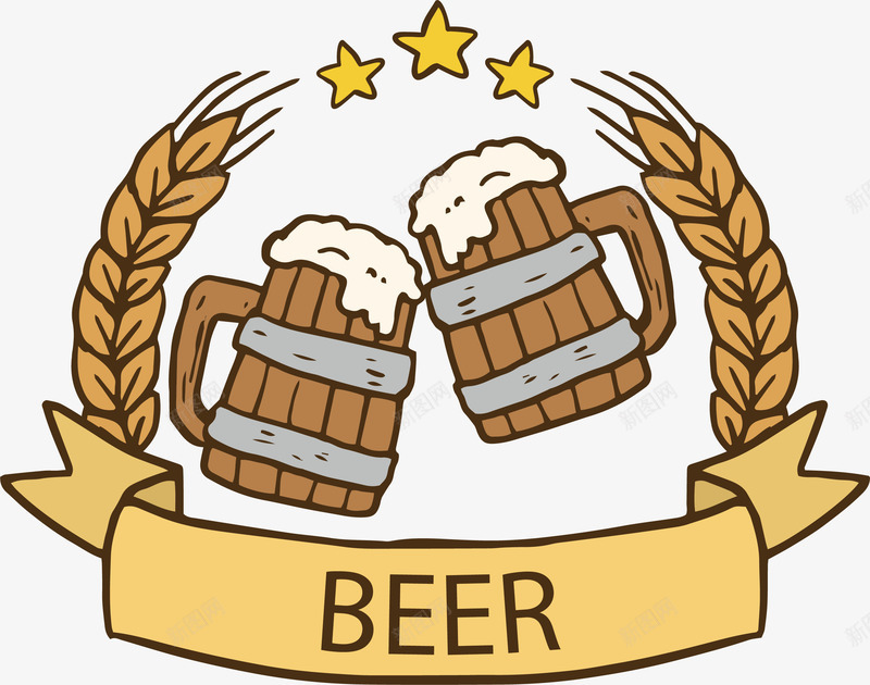 木质啤酒杯png免抠素材_新图网 https://ixintu.com 啤酒杯 啤酒节 干杯庆祝 手绘风 矢量素材
