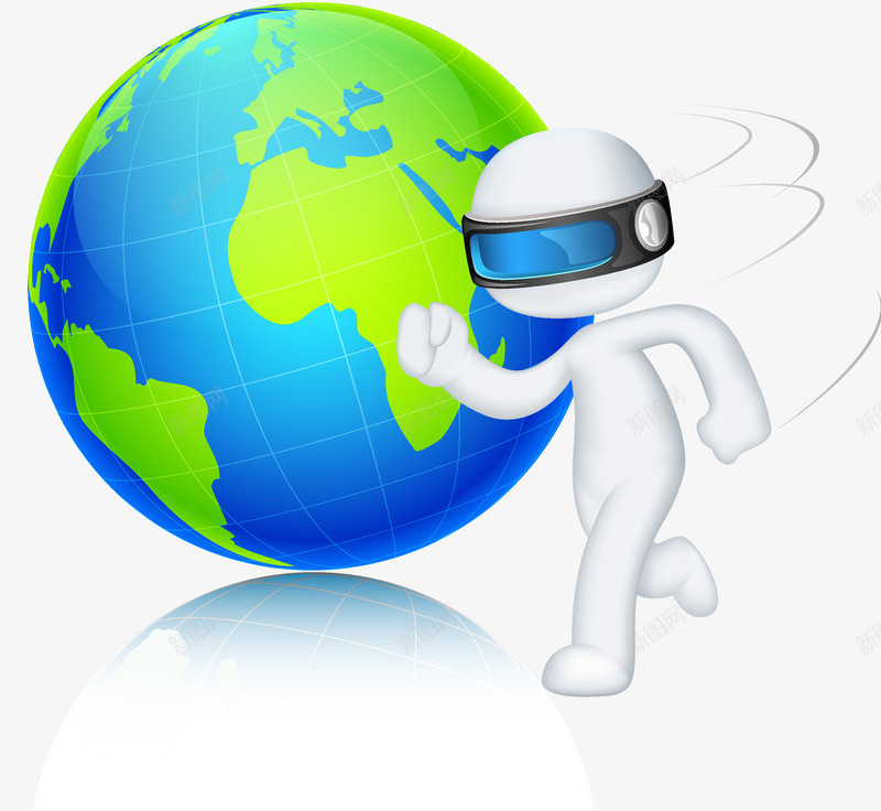 3D商务小人png免抠素材_新图网 https://ixintu.com 3D 3D商务小人 商务小人 地球 立体