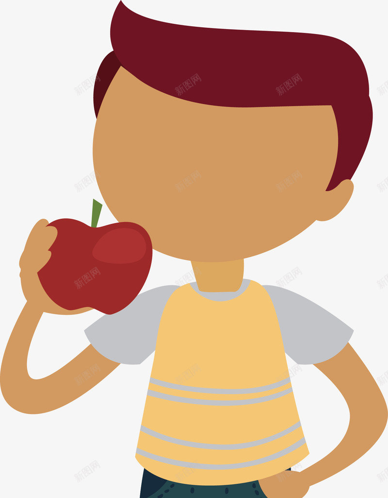 吃苹果的小男孩png免抠素材_新图网 https://ixintu.com 人物 卡通 男孩 苹果