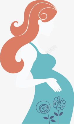 怀孕的长发女性矢量图素材