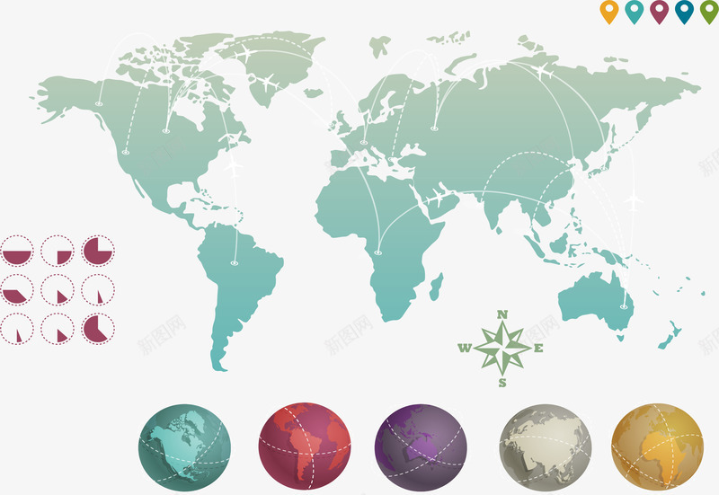 立体地球彩色数据图表png免抠素材_新图网 https://ixintu.com 世界地图 地球 彩色地球 数据分析 数据图表 矢量素材 绿色地图