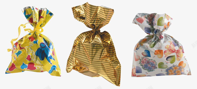 金色水果袋糖果包png免抠素材_新图网 https://ixintu.com 包装袋 水果袋 礼品袋 糖包 糖果包 装饰 金色