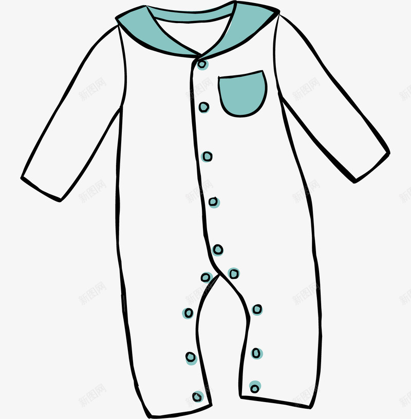 手绘婴儿连体衣png免抠素材_新图网 https://ixintu.com 一件衣服 一件连体衣 婴儿服饰 婴儿连体衣 平面 手绘