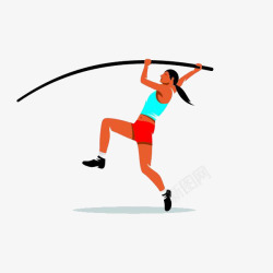 助跑手绘彩色撑杆跳运动女性高清图片