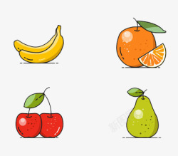 扁平化卡通蔬菜水果素材