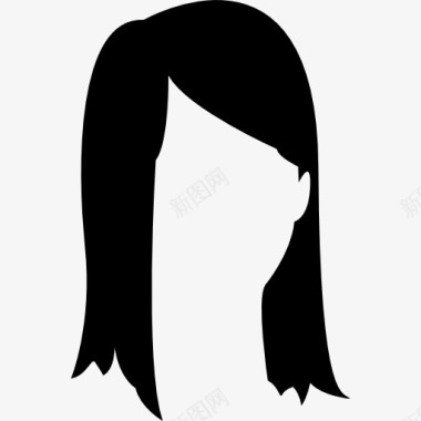 女性的长发和侧刘海图标图标